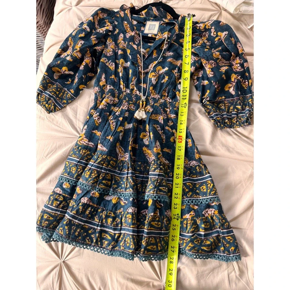 Bell by Alicia Bell Kids Butterfly Print Tiered Tassel Dress Size 10 Puff Sleeve